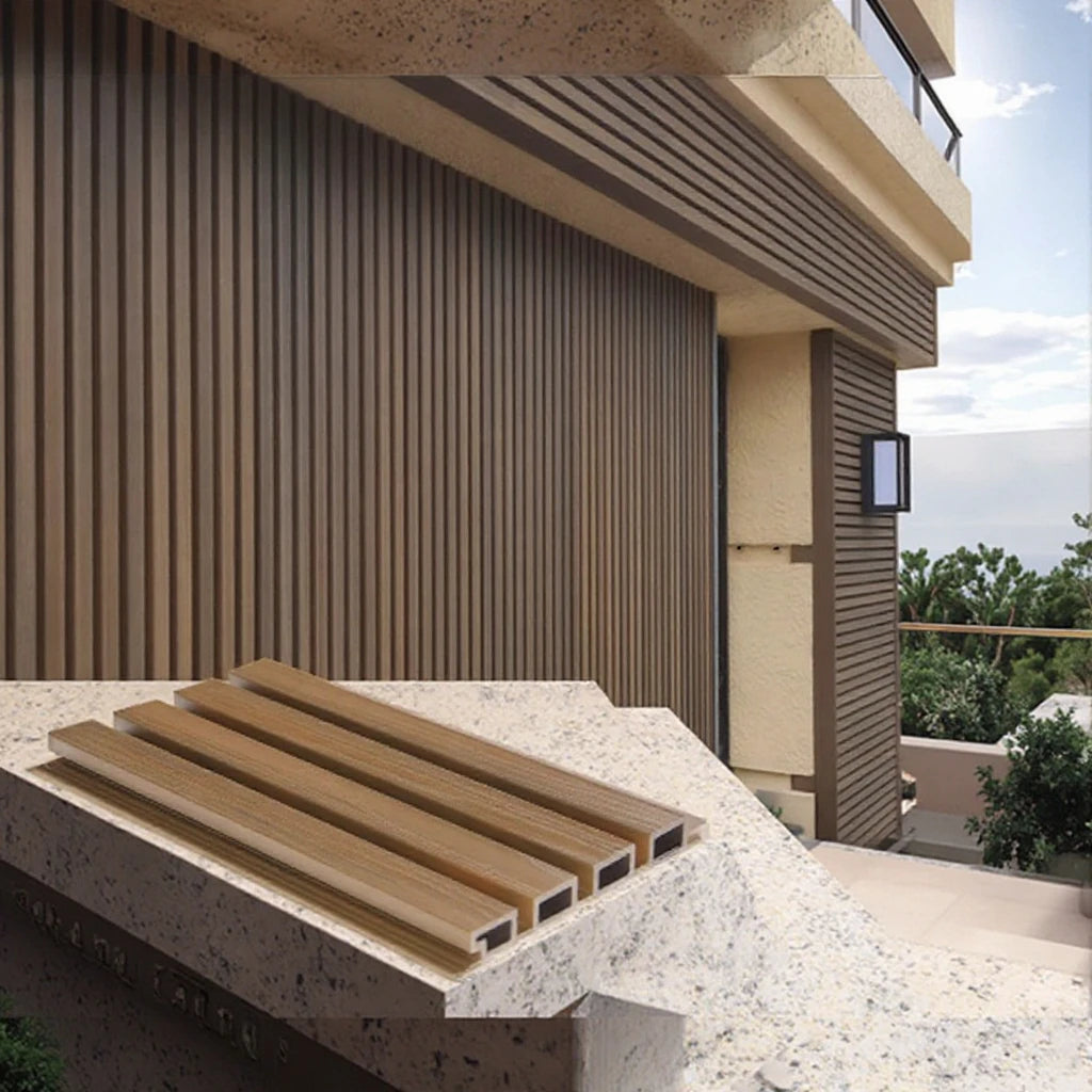 Wholesale Wood Plastic Composite (WPC) Wall Panels Indoor/Outdoor Use Fluted Background Walls Cladding