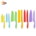 Colorful 12-Piece Stainless Steel Kitchen Knife Set with Ambidextrous Handles and Non-Stick Coating