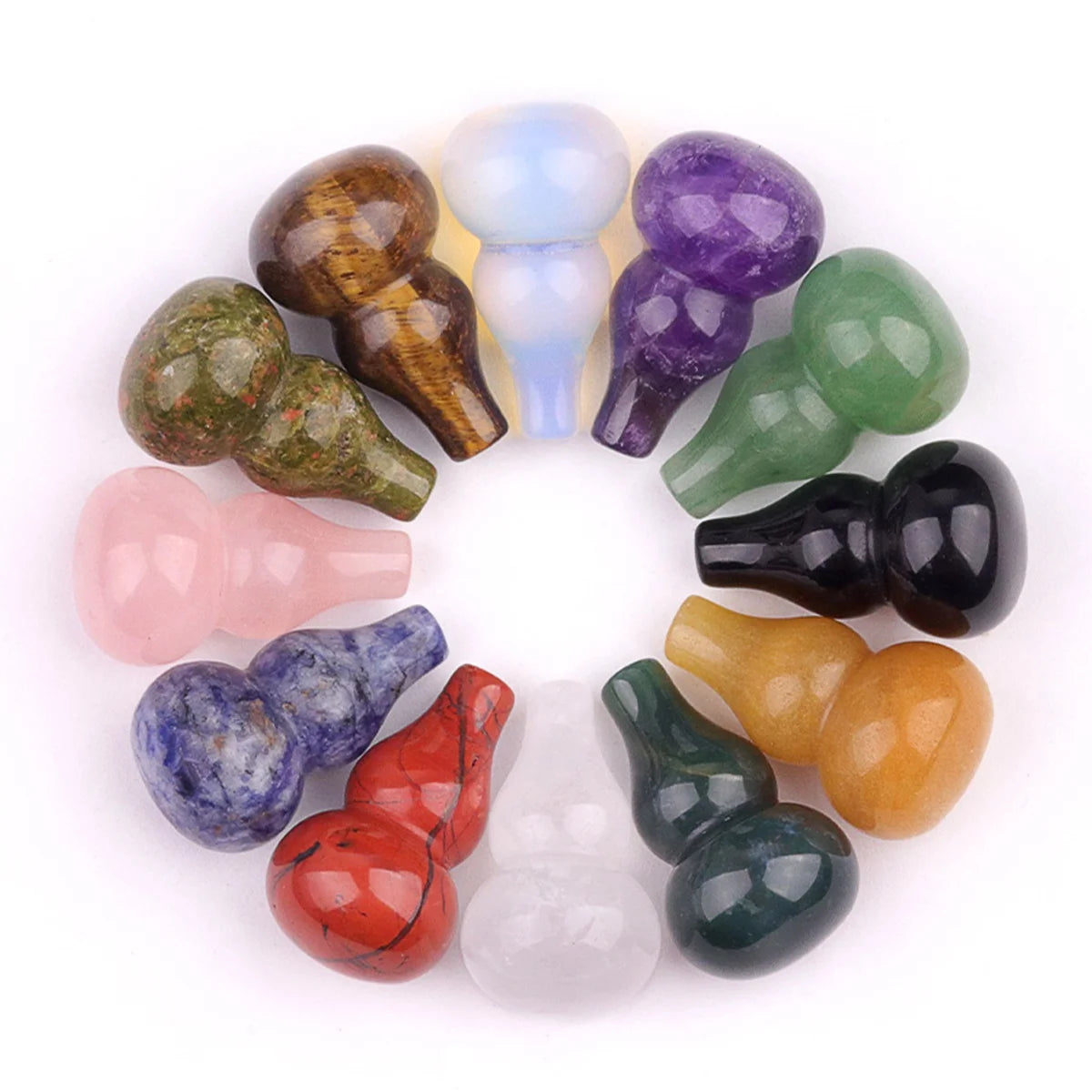 Wholesale Natural Gemstone Calabash Shaped Pendant Hand Carved Gourd Crystal Charms for DIY Necklace Jewelry Making Findings