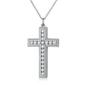 Vintage PVD Silver Plated 925 Sterling Silver Punk Style Women's Necklace Chunky Crossed Zircon Pendant Wedding Gift Party