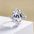 Luster Jewelry 925 Silver Moissanite Diamond Ring 20ct D White Big Pear Drop for Wedding Band