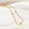 Simple Luxury Gold Lucky Knot Round Beads Snake Chains Stainless Steel Necklace for Women