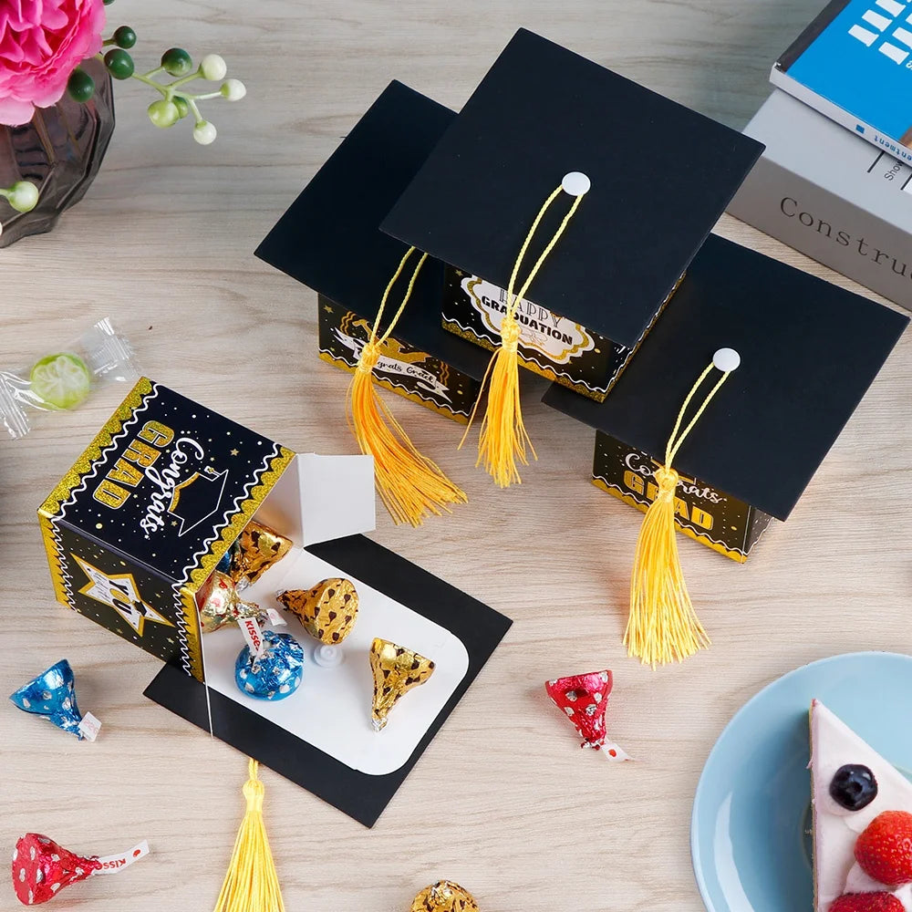 Ourwarm Reasonable Price Sweet Custom Cupcake Candy Favor Gift Hat Cap Ceremony Graduation Box