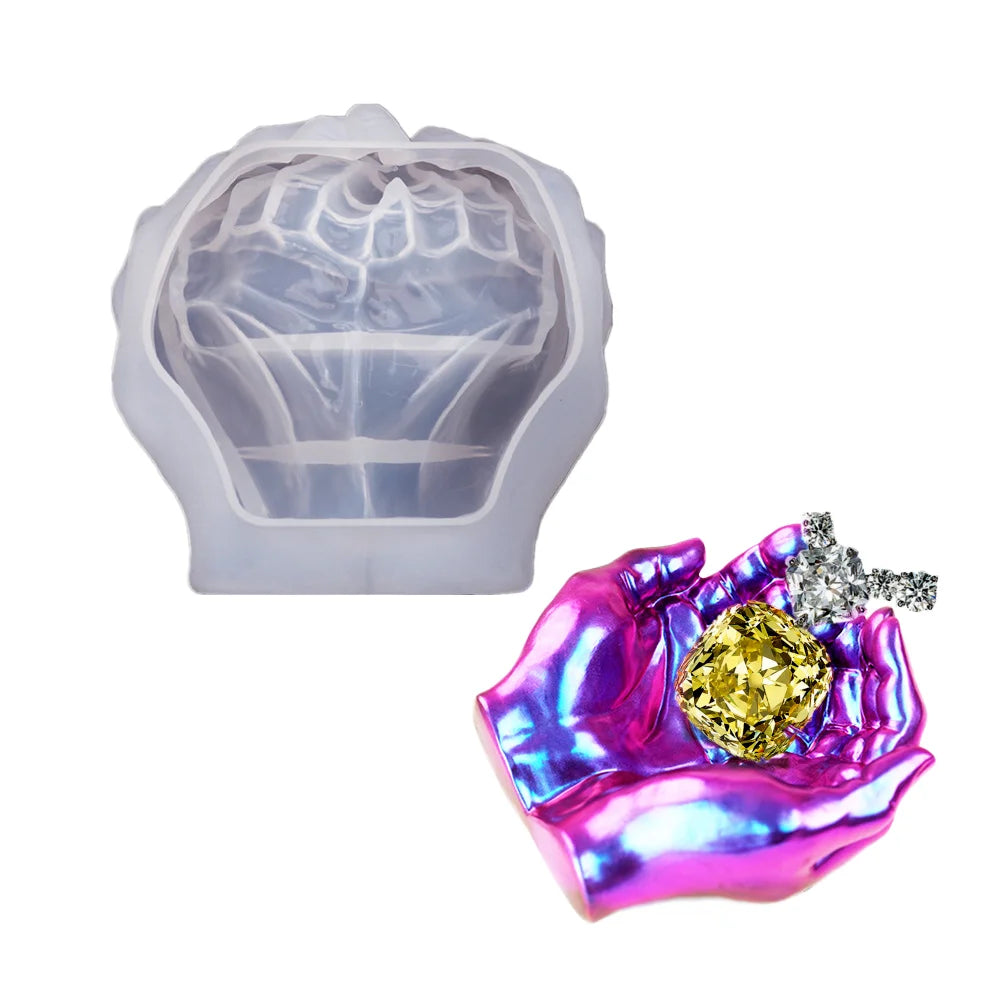 DIY Epoxy Crystal Resin Box Hand Tray Ashtray Mirror Storage Silicone Mold