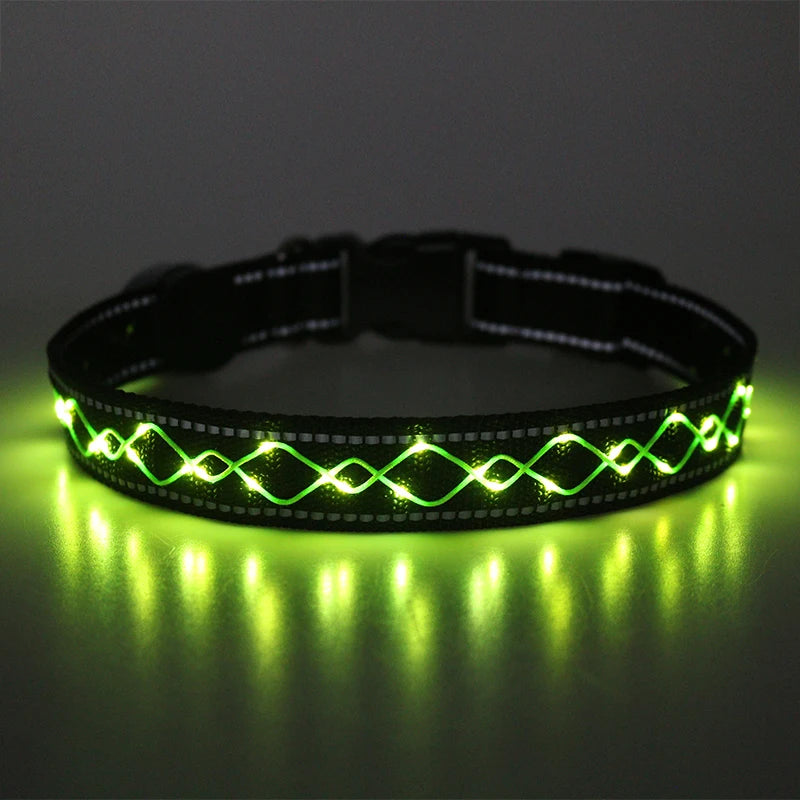 USB Rechargeable Led Pet Collar Flashing Safety Pet Collar Custom Personalized Design Strong Dog Collar and Leash