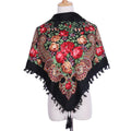 Russian Style Scarves Vintage Square 90cm Jersey Muslim Hijab Flower Ethnic Scarf Shawl