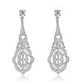Vintage Hollow Drop Earrings Fashion CZ Diamond 925 Sterling Silver Earrings for Women