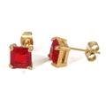 Fashion Square Red Crystal Stud Earring Gold Stainless Steel Dainty Hypoallergenic Jewelry for Women Daily Wear Minimalist Gift