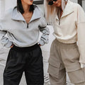 Custom Sweat Suit Baggy  Sweatsuit Zip up Hoodie and Pants 2 Piece Set Women Quarter Zip Hoodie and Sweatpants Set Women
