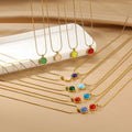 X165 Wholesale Gold Plate Stainless Steel 12 Birthstone Pendant Necklace Round Stone Clavicle Chain Necklaces for Women