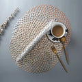 Eco-Friendly PVC Plastic Gold and Silver Round Modern Wedding Placemats Set for Household Use