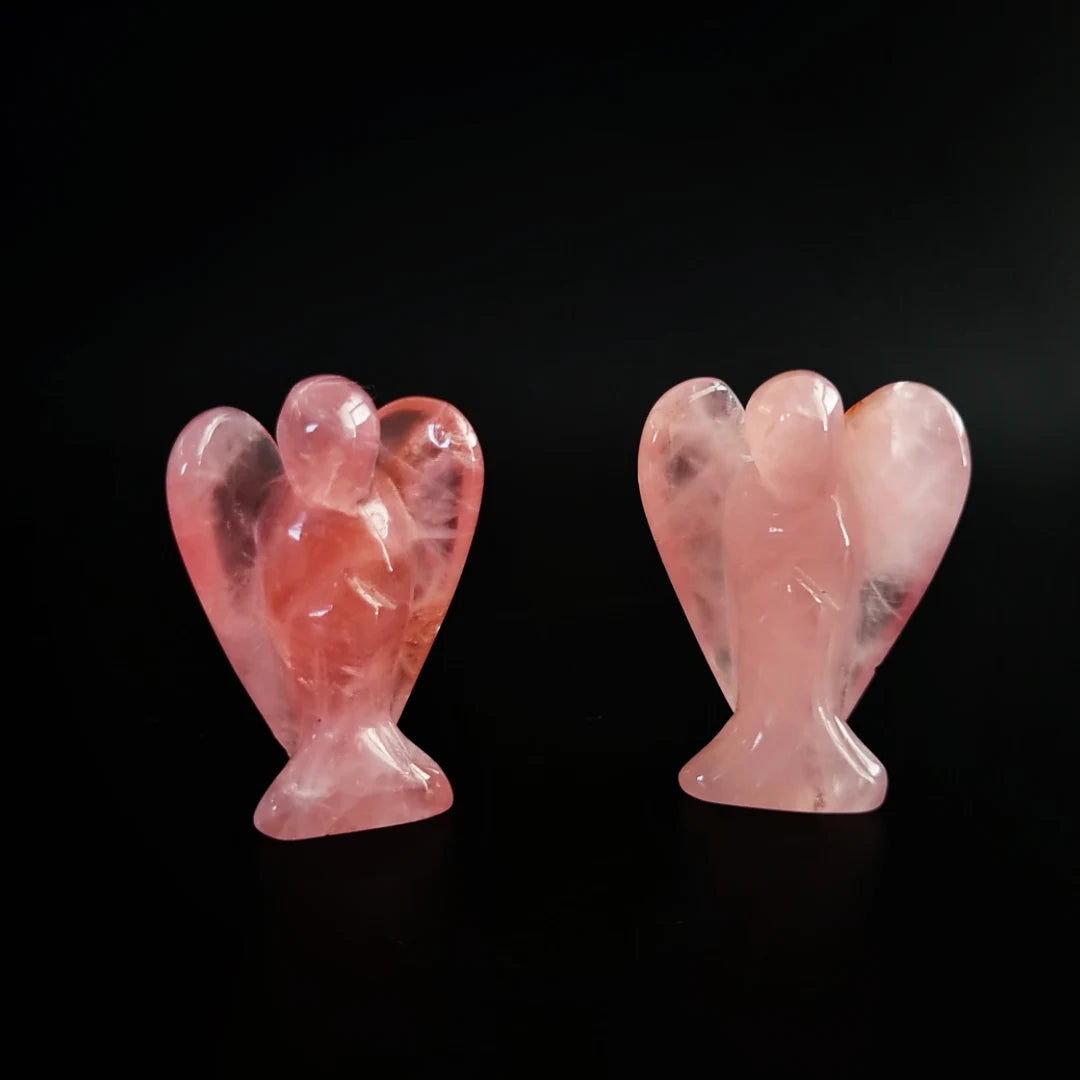 Huiying Hand Carved Crystal Pouch Rose Quartz Angel Stone for Sale Crafts 2 Inch