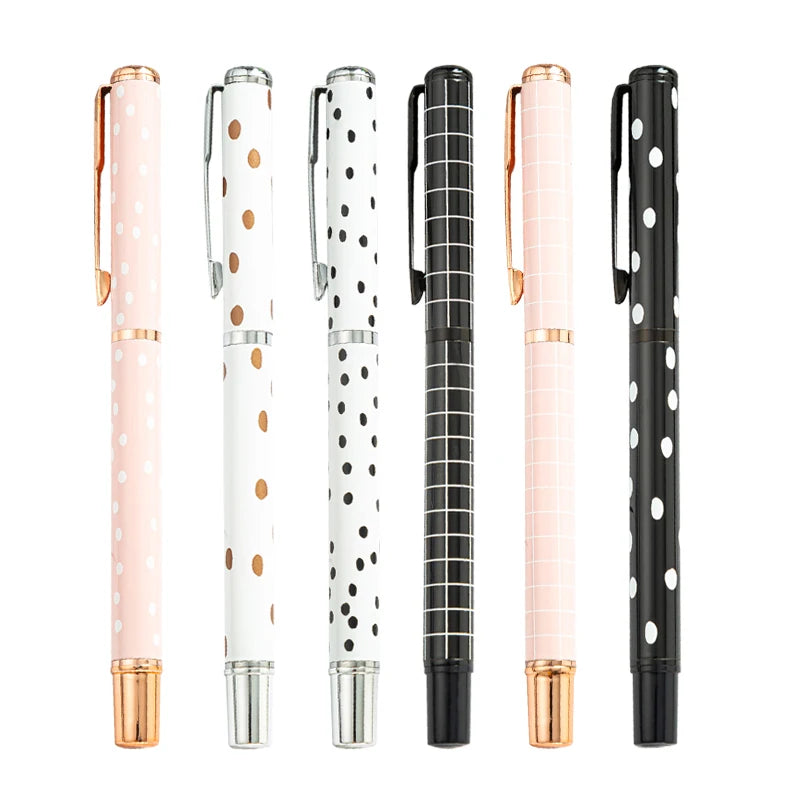 JH Nice Looking Elegant Polka Dots Pen Metal Roller Ball Pen With Printed Lines