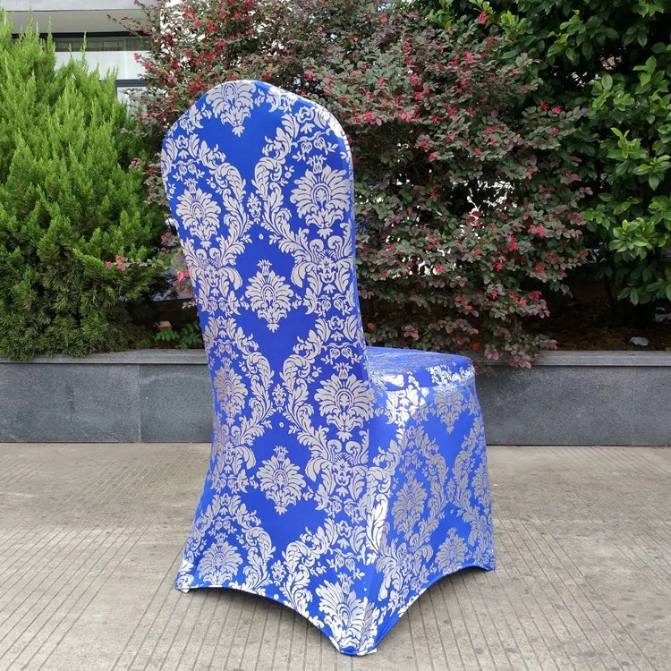 Bronzing Gold Foil Stretch Chair Slipcovers for Dining Room Foil Wedding Banquet Chair Cover Seat Covers for Seats