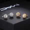Hiphop Micro Pave Lab Diamond Stud Earring Real Copper Party Wedding Earrings for Women Men Anniversary Jewelry
