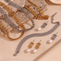 Chunky Watchband Chain Jewelry Set 18k Gold Plated Fresh Water Pearl Earring Necklace Set Joyeria De Acero Inoxidable