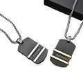 Top Elegant 316L Stainless Steel Dog Tag Pendant Chain Necklace Factory Wholesale Two-Tone Trendy Black CNC Setting Rope Jewelry