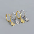 Fashion Jewelry 925 Silver Minimalist Cute Flower Earrings Jewelry 18K Gold Plated Sterling Silver  Hoop Earrings for Women