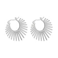 Hot Selling Chic Exaggerated Fan-Shaped Sunrise Huggie Hoops 925 Sterling Silver Sunflower Stud Earrings