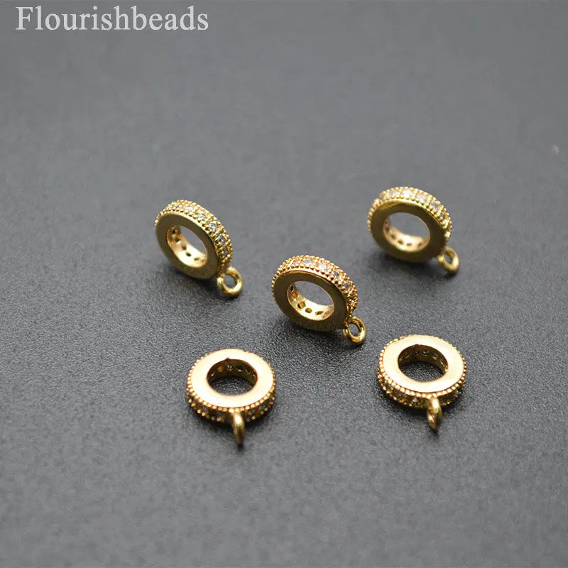 DIY Jewelry Making Accessory Gold Plating Round Shape Big Hole Spacer Beads for Hanging Charms Pendant