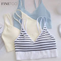 FINETOO Hot Fashon Women Stripe Crop Tops Basic Knitted Women Tank Top Streetwear Short Vest Ribbed Underwear Short Camisole