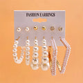 VKME New Factory Trend Gold Plated Pearl Dangle Drop Earrings Big Geometric Statement Acrylic Hoop Earrings Set