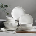 Ceramic Vintage Chrysanthemum Pattern Tableware Creative Pure White Household Plate Rice Bowl Fruit Plate Dinnerware Sets