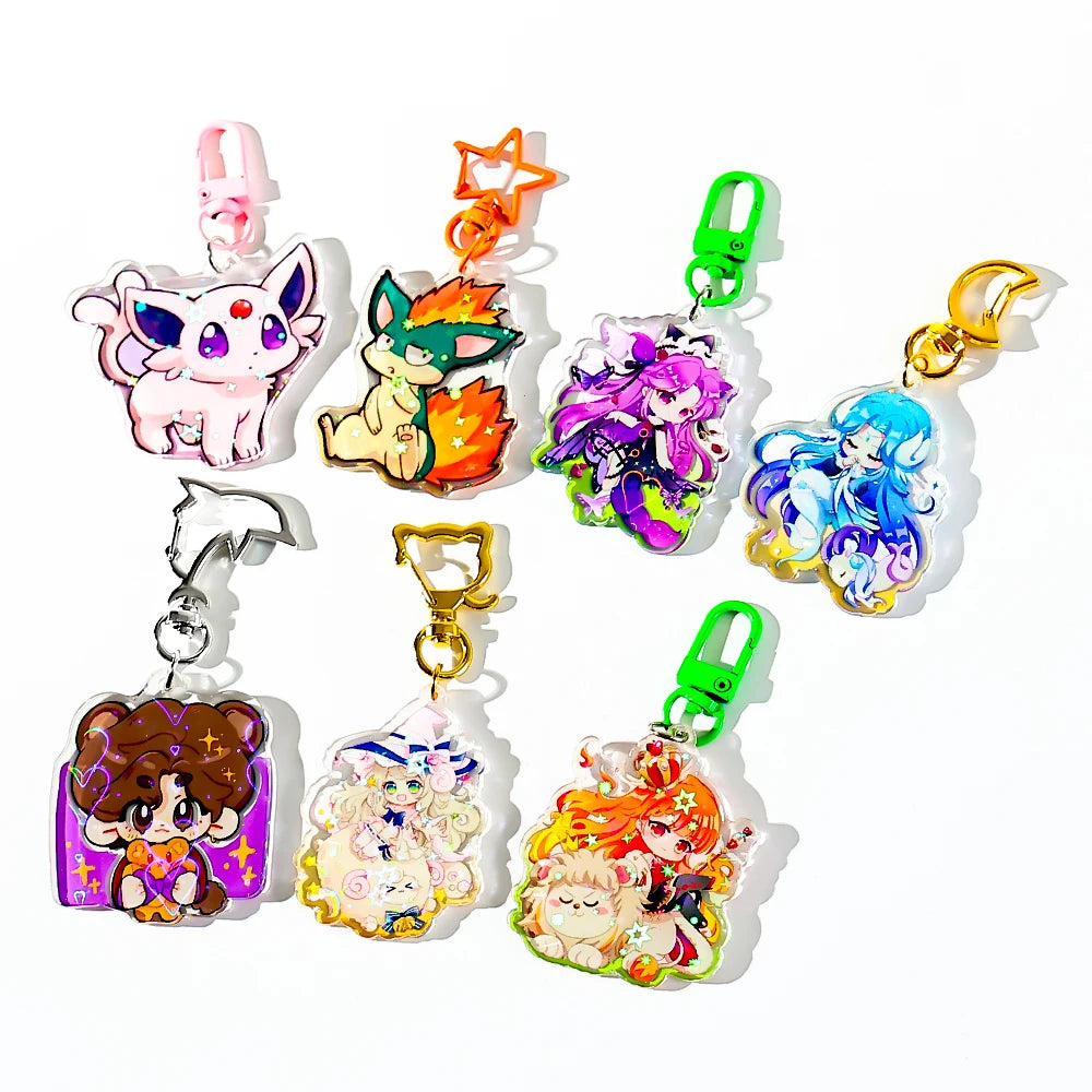 Hot Selling Custom Shape Epoxy Resin Keychain UV Printed Plastic Acrylic Bag Decoration Charms