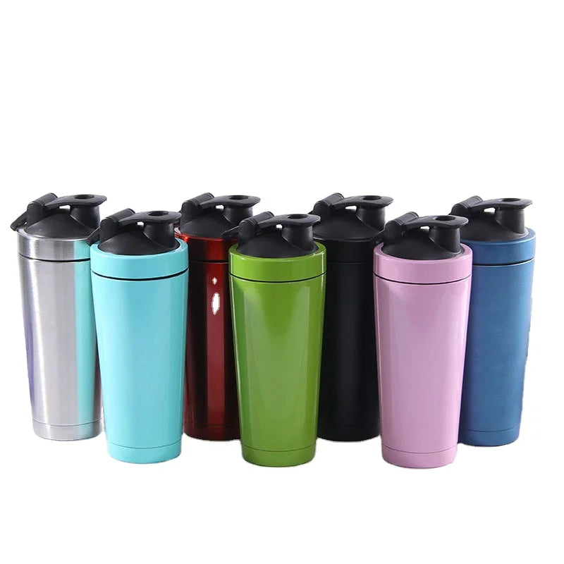 Bulk Wholesale Shaker Water Bottle with Mixing Ball Protein Mixer 500ml/750ml Stainless Steel Double Wall Sport-Wasserflasche