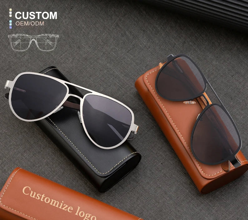 2025 TiktokTrendy Retro Vintage Wood Temple Sunglasses Men Double Bridge Polarized Eyewear Fashion Metal Shades Sunglasses