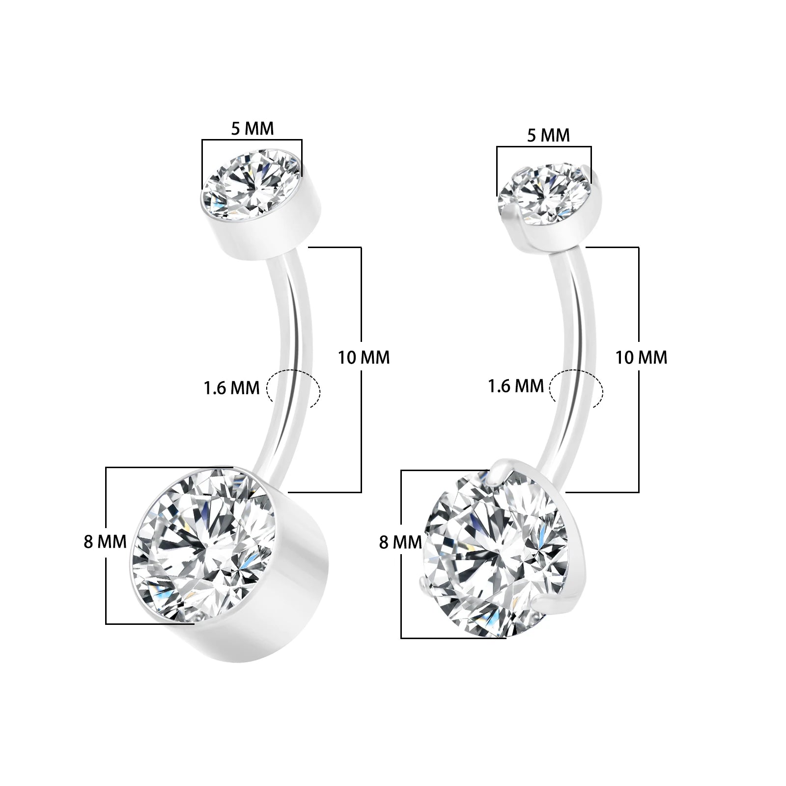 Wholesale G23 Implantable ASTM F136 Titanium 14G CZ Belly Navel Ring for Women Gold Clear Bezel Wedding Body Piercing Jewelry