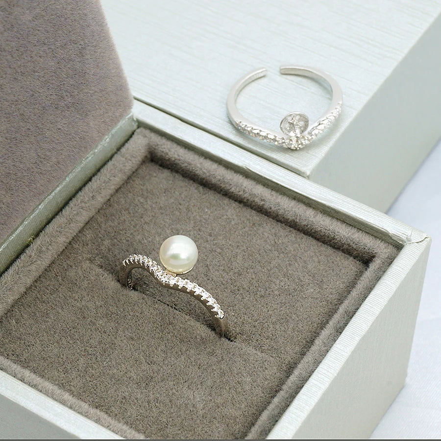 One Freshwater Pearl Reasonable Price Sample Bulk Fine Jewelry Sterling 925 Silver Unique Adjustable Rings