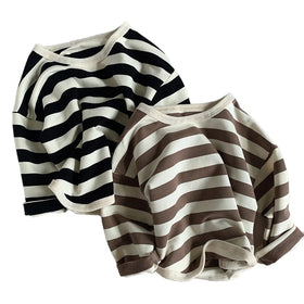 Children's Clothing Tops New Children's Long-sleeved T-shirt Striped Casual Top