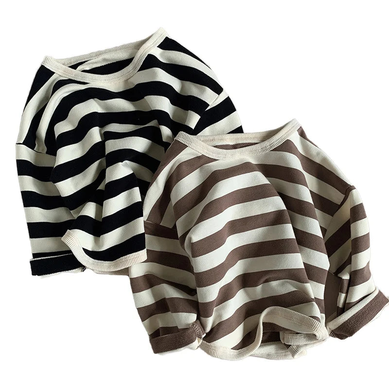 Children's Clothing Tops New Children's Long-sleeved T-shirt Striped Casual Top