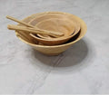 Large Japan Style Wooden Salad Bowl Set Rubber Wood with Horn Shape Minimum Order 10 Pieces