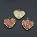 Nickel Free 18K Gold Plated Copper Multi CZ Paved Delicate Heart Pendant for Women Necklace