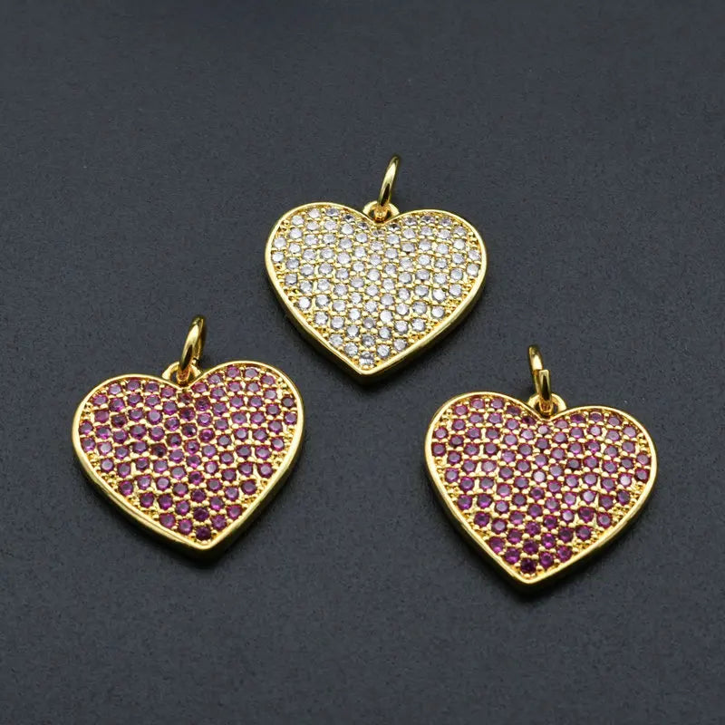 Nickel Free 18K Gold Plated Copper Multi CZ Paved Delicate Heart Pendant for Women Necklace