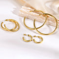 Hypoallergenic Plain Circle Hoop Earrings 18K Gold Plated Stainless Steel Statement Stacked Earrings Extra Large Earrings
