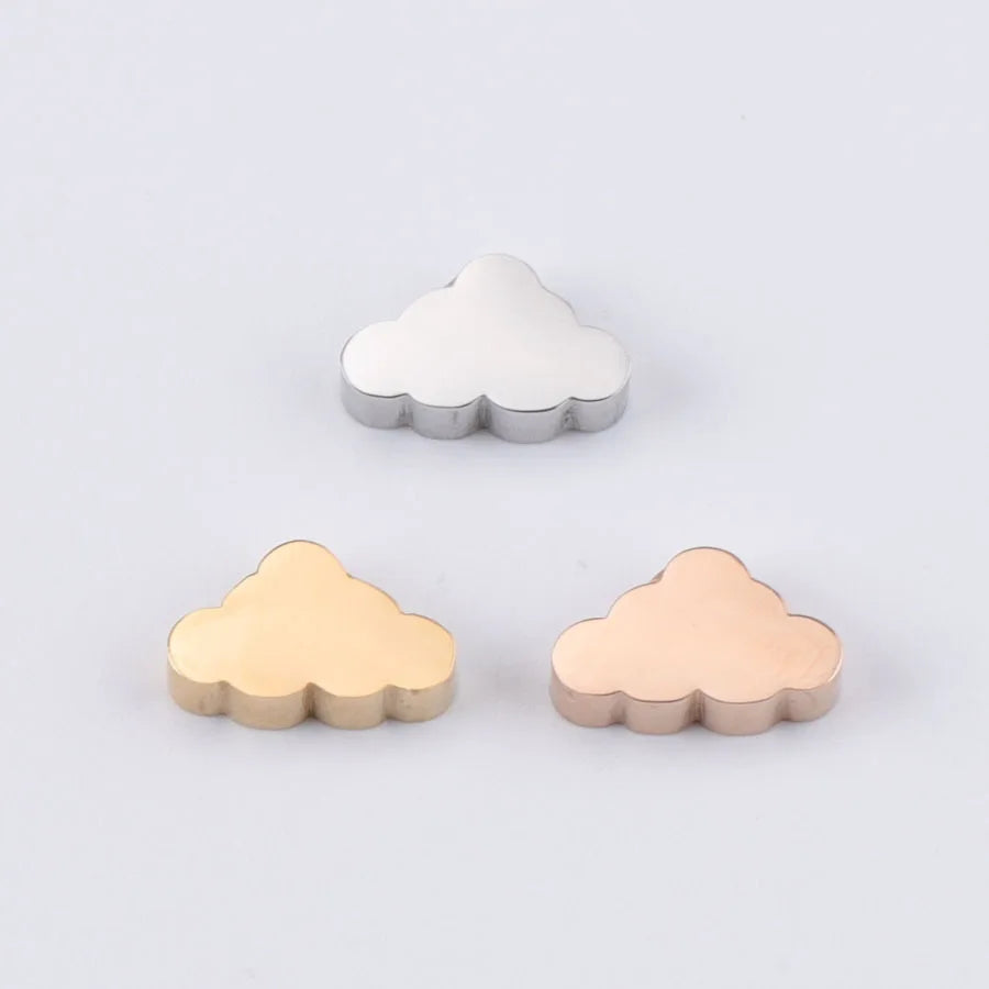 BASQUESUN Mirror Stainless Steel 1.8mm Small Hole Bead DIY Customizable Engraved Cloud Pendant 6 * 10mm Accessory