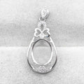 Sterling Silver 10*13mm Semi Mount Pendant Empty Frame Blank Support Setting S925 Base Holder Without Center Stone for DIY Inlay
