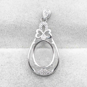 Sterling Silver 10*13mm Semi Mount Pendant Empty Frame Blank Support Setting S925 Base Holder Without Center Stone for DIY Inlay