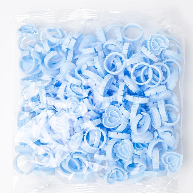 100pcs Per Bag Eyelash Glue Ring Holder Pink Blue Lash Extension Glue Rings for Eyelash Extension