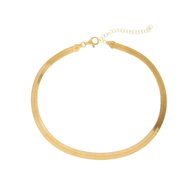 ROXI Hot Selling Minimalist 925 Sterling Silver Women Choker Gold Snake Chain Necklace 18K