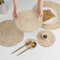 Japanese-style Natural Aquatic Corn Husk Hand-woven Placemats Potholdersround Western Food Coasters Household Supplies
