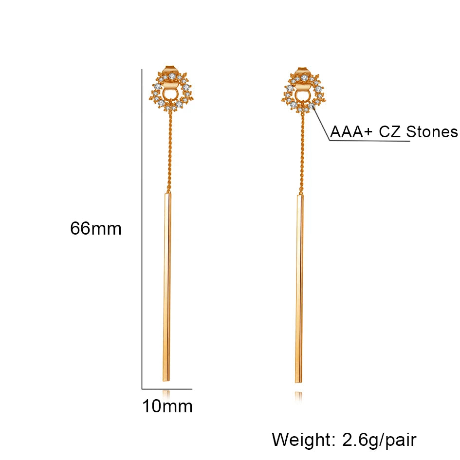 Simple Style Needle Tassel Threader 925 Sterling Silver Chain Stud Mini Earrings with Chain