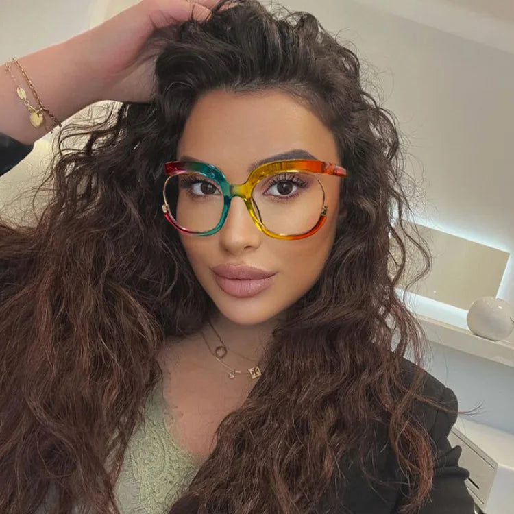 Twooo 9051 Custom Clear Lens Glasses Half PC Frame Trendy Designer Computer Glass