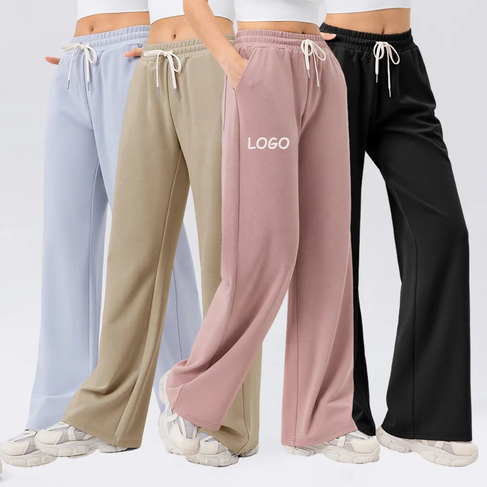 Dropshipping Custom Ladies Straight Sweat Pants Oversize Running Jogger Pants Women Blank Sports Sweatpants Women