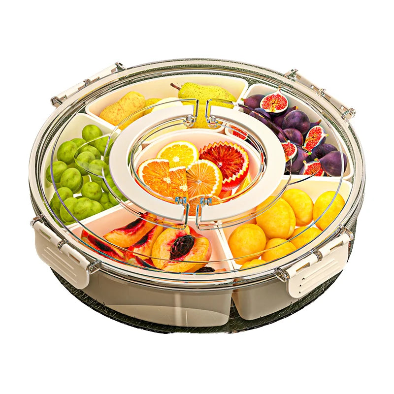 Hot Selling Large Plastic Snack Tray Divided Serving Compartments Lid Handle for Spices Storage Food Platter for Kitchen Use