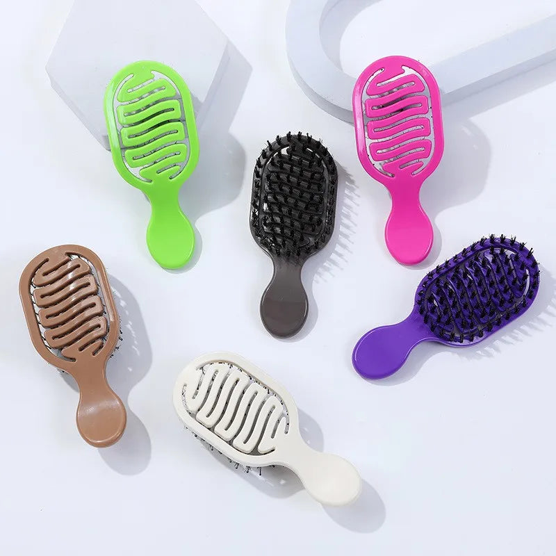 New Arrival MINI Style Boar Bristle Nylon Pin Hair Comb Massage Meridians Small Cute Hollow Comb