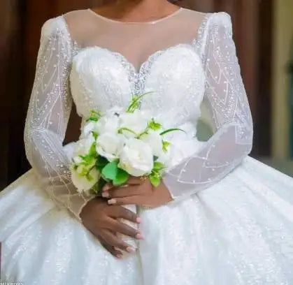 S6557F Drop Shipping 2025 High -quality Hot -selling Bride Luxury Heavy Work Dragon Tail White Girls a Line Wedding Dress
